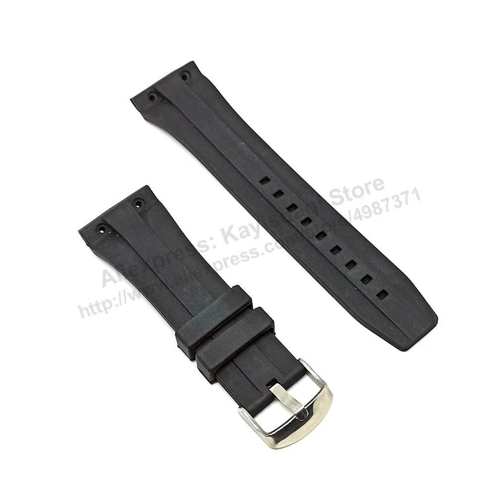 25mm Black Rubber Silicone Watch Band Strap compatible for Concord