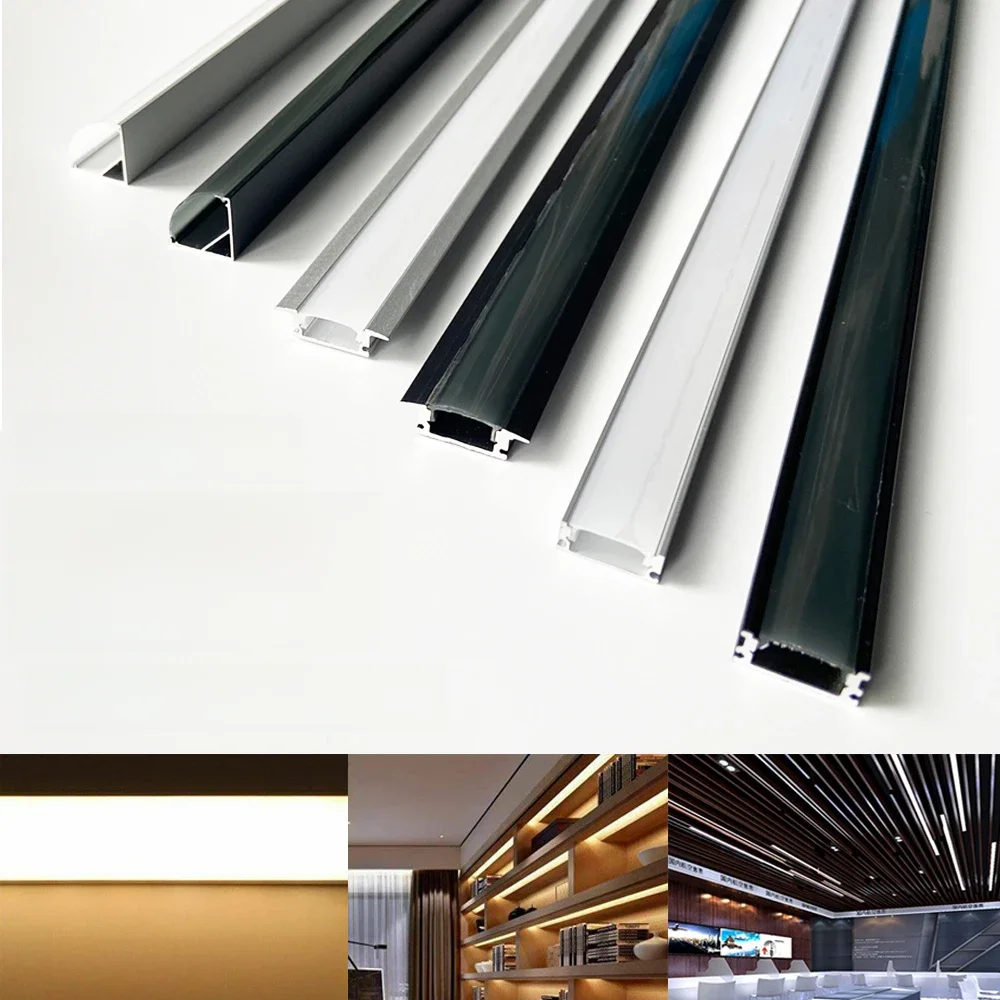 Silber Schwarz 2-35 Teile/los LED Aluminium profil 0,5 m/teile U/V/W form für 5050 2835 3528 LED