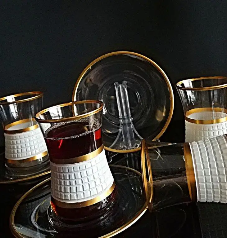 12 pcs English Tea Set, Pasabahce English Teacup, Unique Kitchen Teacups, Clear Glass Mugs, gift for Mom ,(Set of 6)