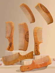 Natural Peach Wood Comb Anti-static Wide Tooth Hair Combs Head Massage Hair Care Comb Detangling Portable