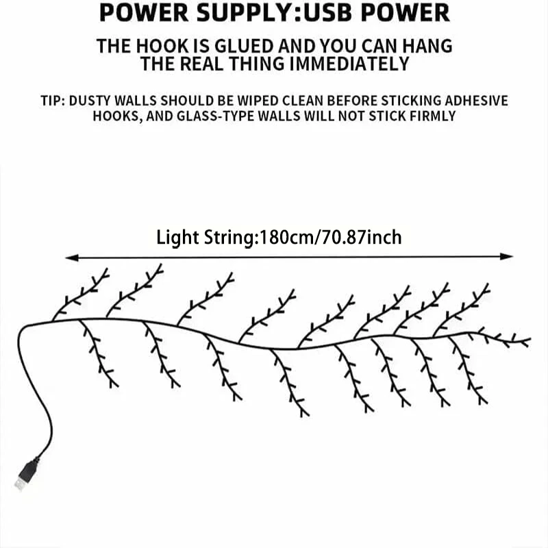 زهر الكرز 96 Led USB شجرة فرع الروطان أضواء 8 طرق سلسلة ملونة مصباح عيد الحب عيد الميلاد الزفاف غرفة نوم الديكور #6