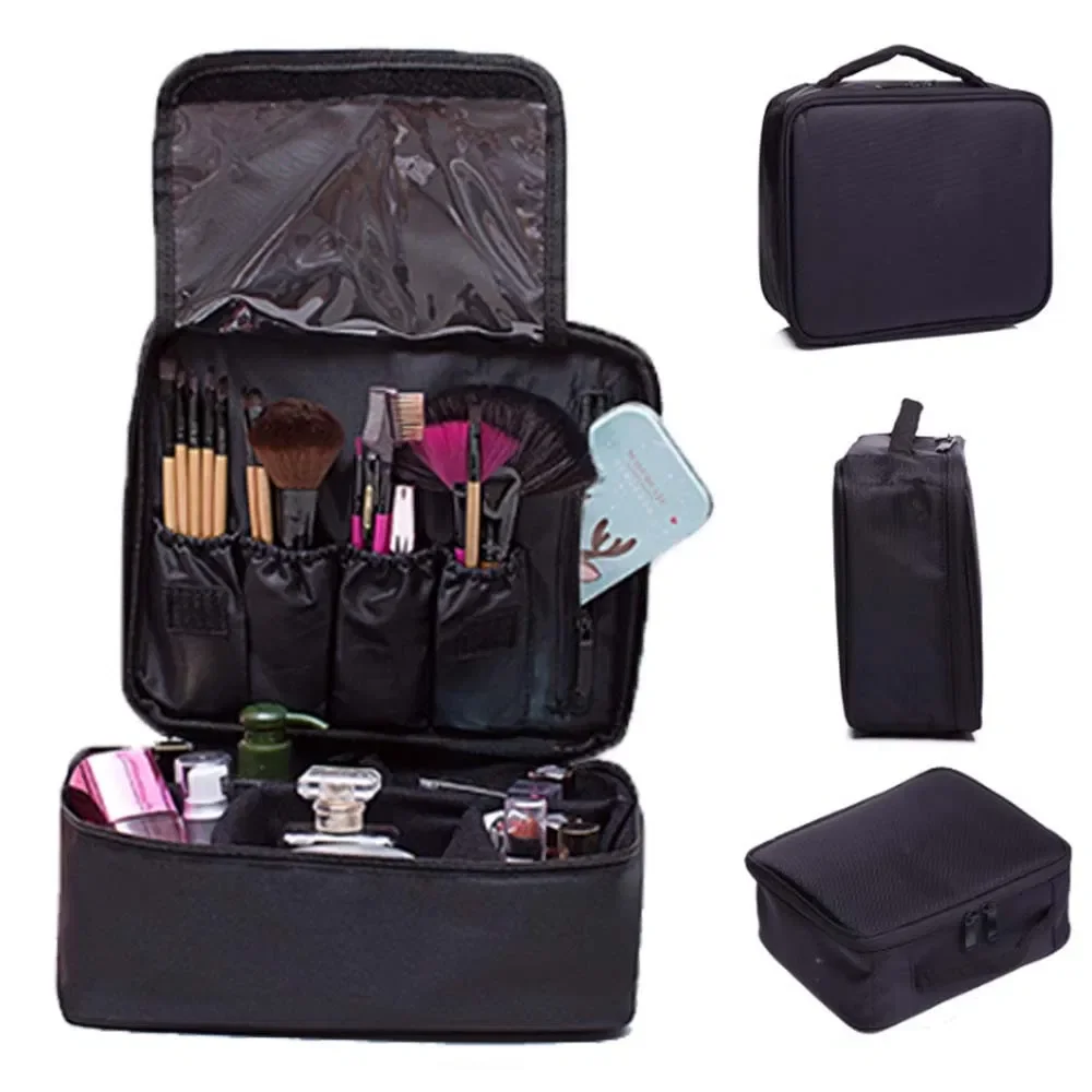 Reise-Make-up-Koffer mit großem Fassungsvermögen, tragbarer Künstler-Organizer mit verstellbaren Trennwänden und Schultergurt für Toilettenartikel und Schmuck