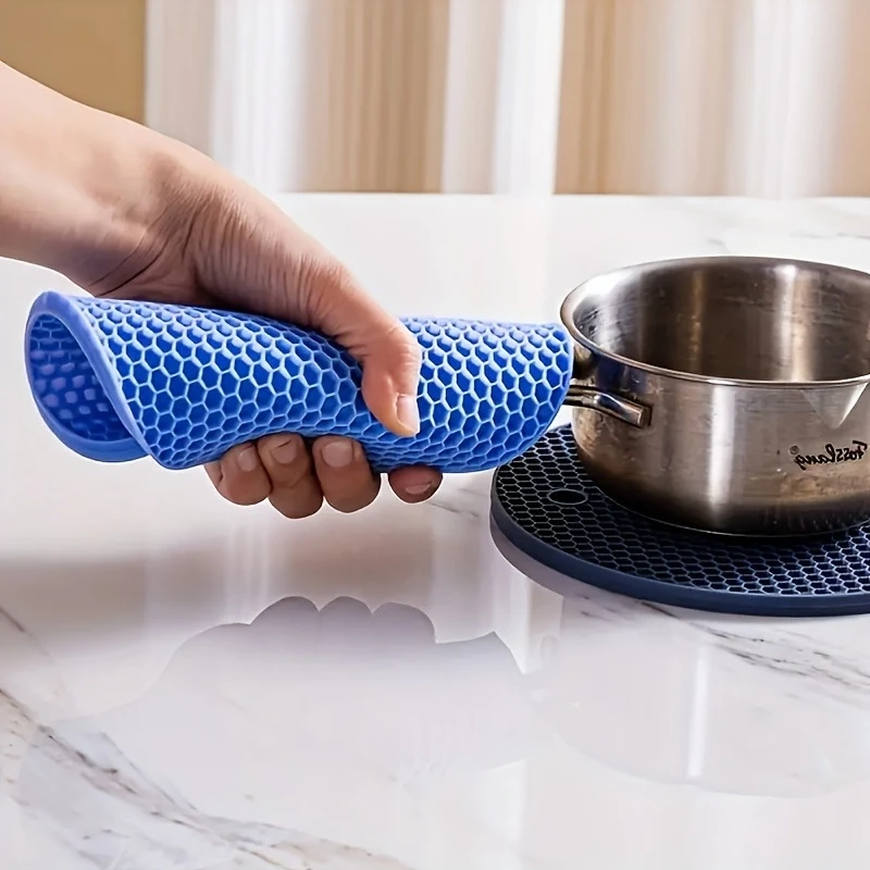 حصيرة مطاطية متعددة الوظائف مقاومة للحرارة غير قابلة للانزلاق - لأواني المطبخ/الأكواب/الأوعية، واستخدام طاولة الطعام