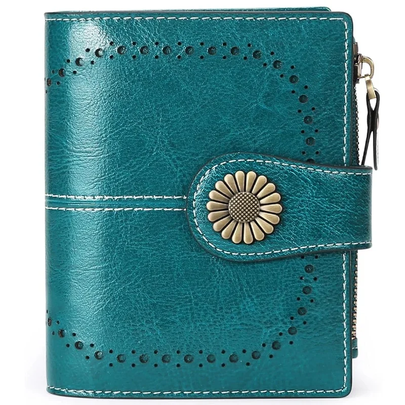 Echtes Leder Mode RFID-Geldbörse Damen Clutch Kreditkartenhalter Damen Reißverschluss-Clutch-Tasche Kurze Geldbörse Casual Münzbörse