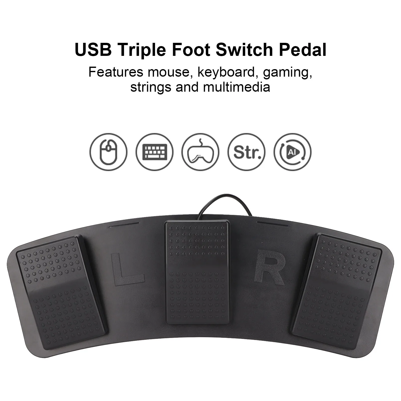 USB Triple Foot Switch Pedal Multifunctional Ergonomic Triple Foot Switch Pedal for Playing Games Factory Testing