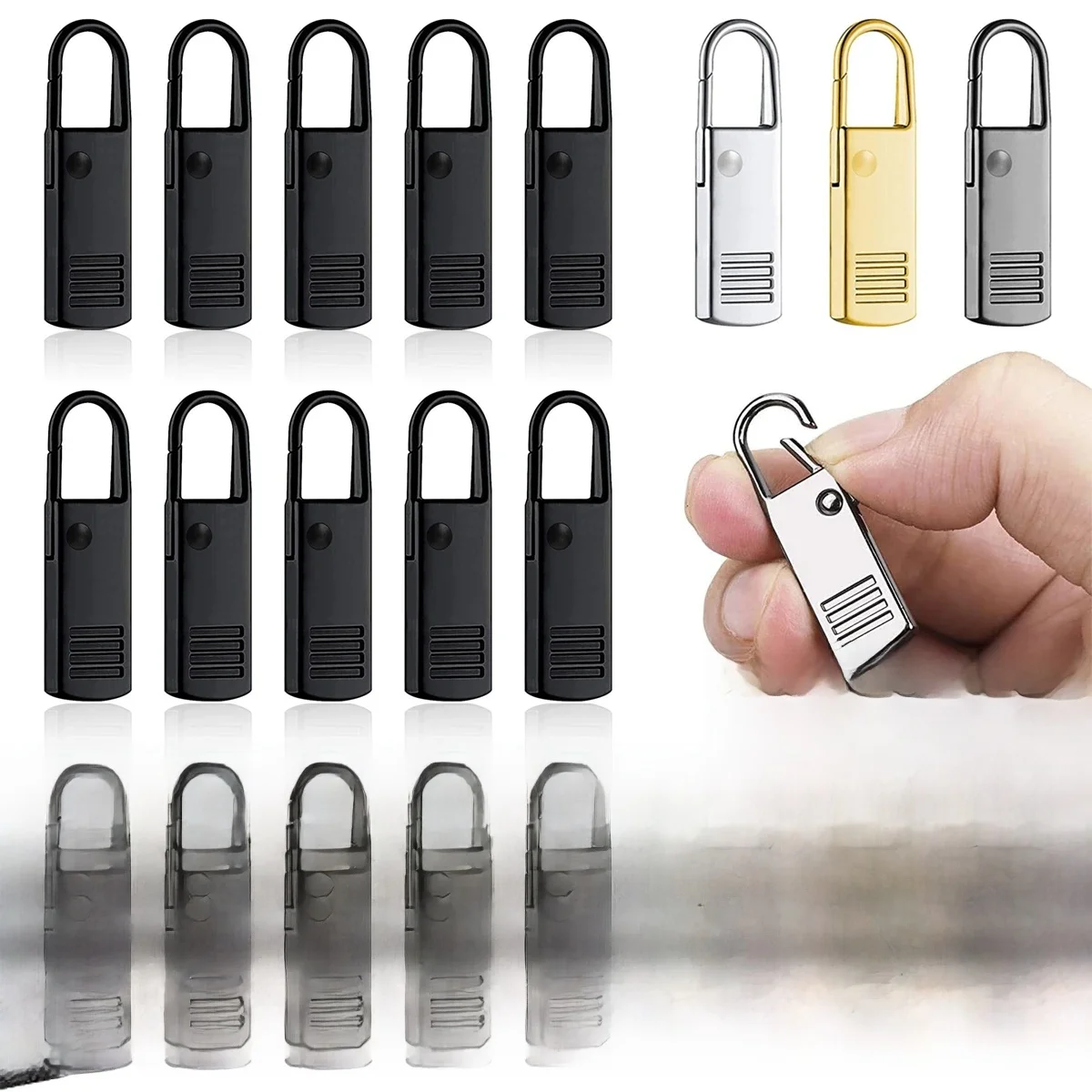 5/10 Pièces Fermeture À Glissière Remplacement Amovible Fermeture À Glissière Onglets En Métal Fermeture À Glissière Fixateur Tête pour Sacs À Dos Sacs À Main Vestes Bagages Bottes