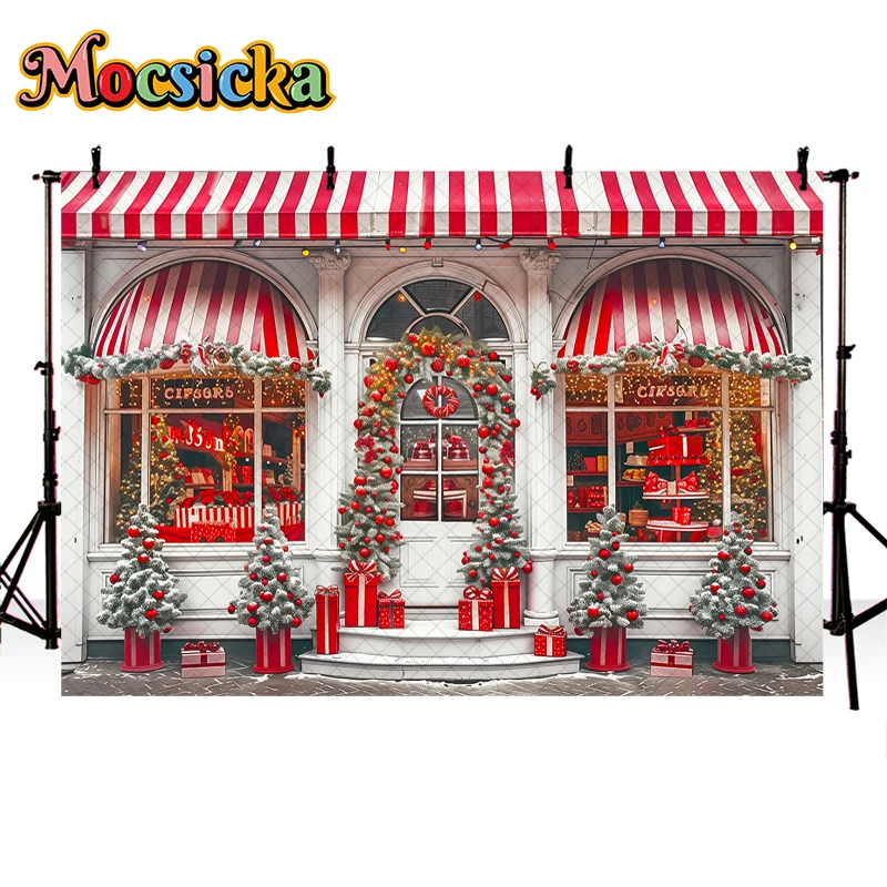 Mocsicka Christmas Store Backdrops Kids Family Photography Props Child Adult Photocall Decors Winter Snowy Photo Backgrounds