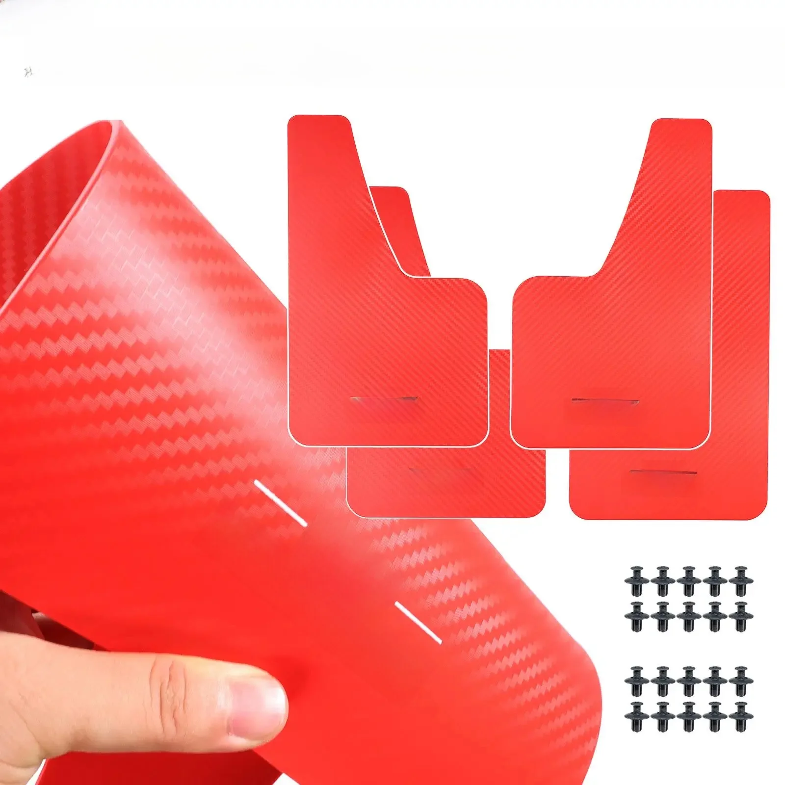 Effet de Fiber de carbone rouge garde-boue universels garde-boue garde-boue de voiture garde-boue couvercle évasé avec matériel accessoires avant arrière