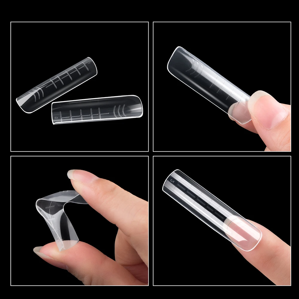 TP 120pcs Matte Nail Dual Forms with 12pcs French Line Nail Stickers Quick Building Mold Nail Extension System for Top Forms