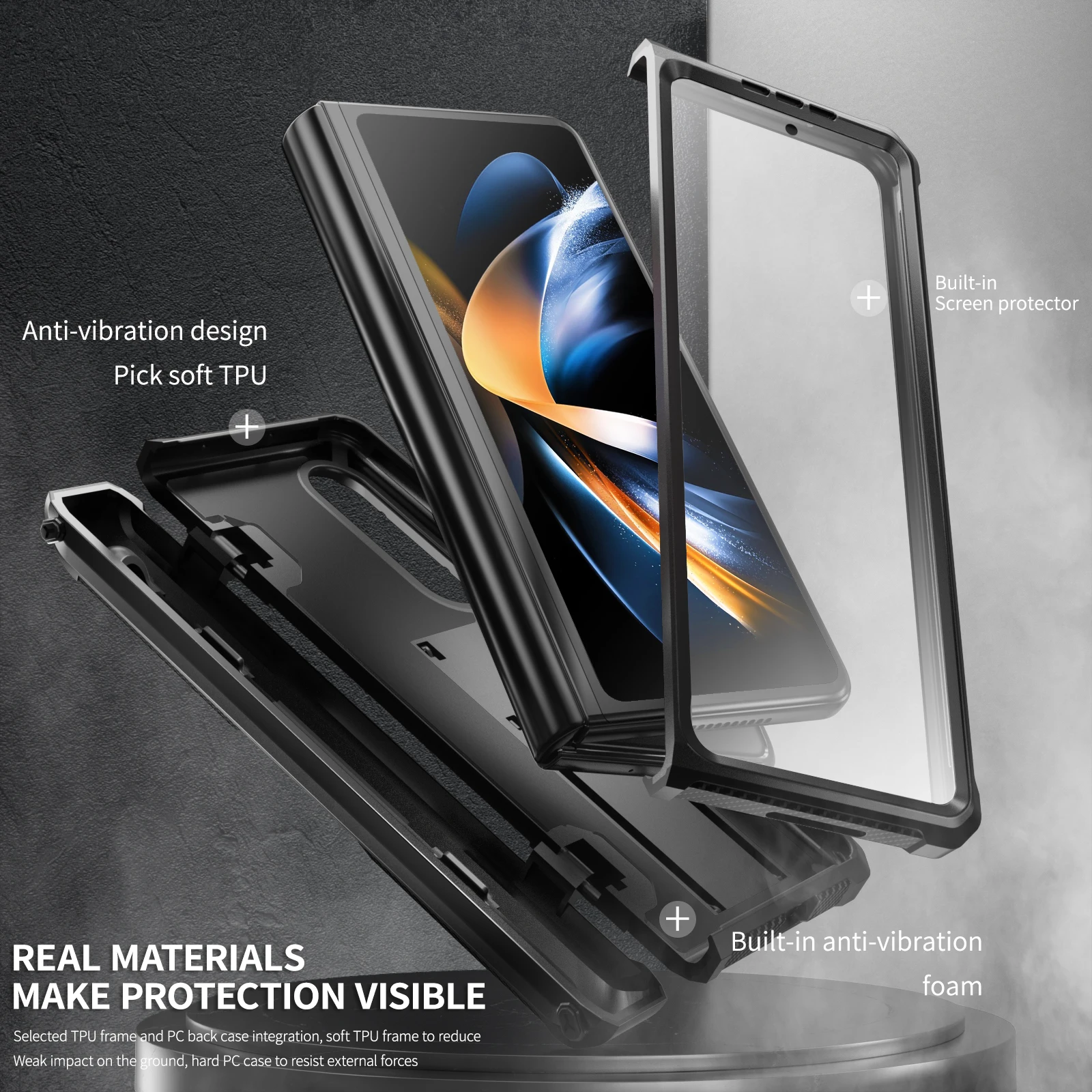 Imagem -03 - para Samsung Galaxy z Fold Dual Layer Robusto com Built-in Protetor de Tela Pen Slot Case