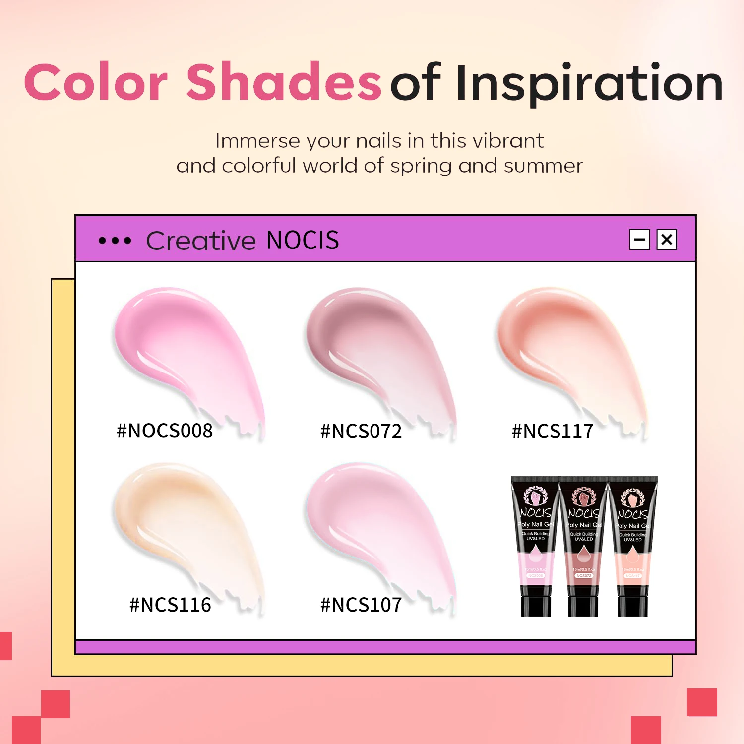NOCIS Manicure Poly Extension Gel Kit, Set Polygel/Nail Gel for Nails - Spring and Summer Limited Edition Valentine's Day Gift. gallery 5