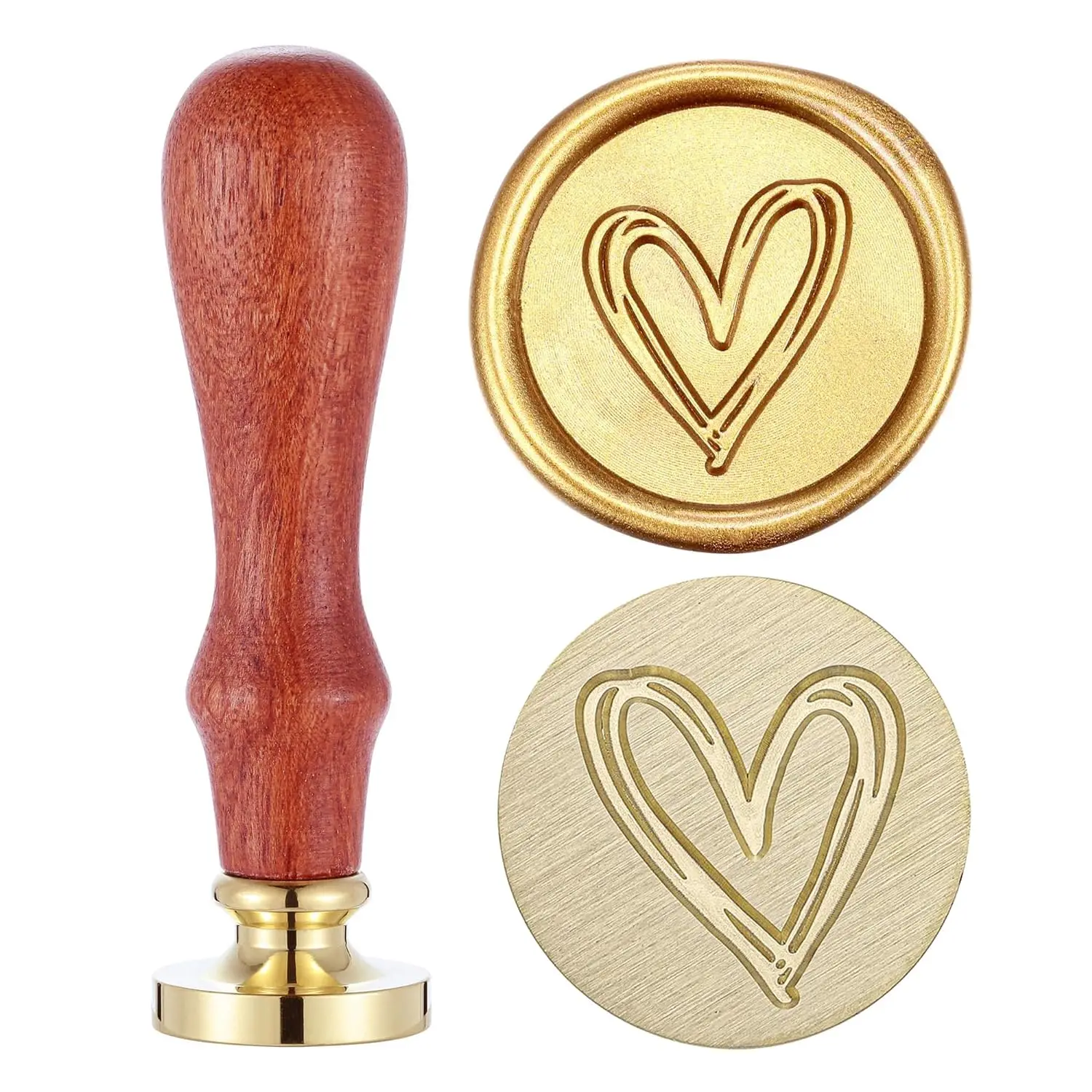 Heart Wax Seal Stamp,Vintage Brass Head Wooden Handle Sealing Stamp for Wedding Invitations Envelope invitation card stamp