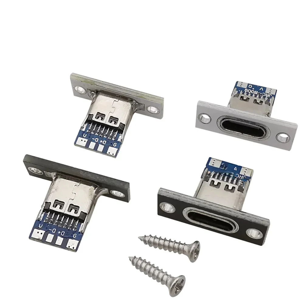 1/2/5/10szt Złącze żeńskie USB 3.1 typu C 2Pin 4Pin Złącze portu ładowania Gniazdo typu C ze śrubowym mocowaniem płytki — zdjęcie 2