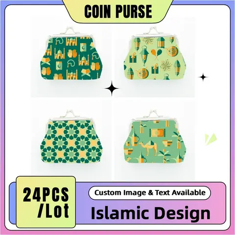 24 pz/lotto Set portamonete islamico Medio Oriente Portafogli modello stile arabo con caffettiera in palmo di cammello Design geometrico, souvenir