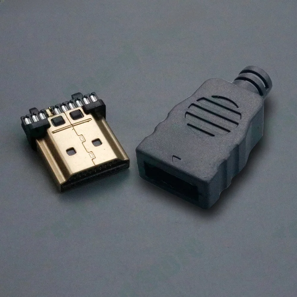 1 szt. HDMI 19P pozłacane złącze kabla do transmisji danych męskiego o wysokiej rozdzielczości z plastikowym złączem kabla lutowniczego — zdjęcie 2