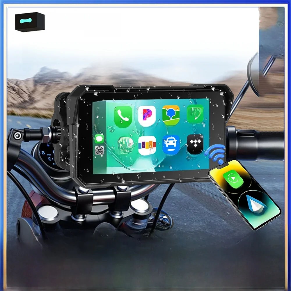 Leekooluu 5-Inch Scherm Draadloze Carplay Draagbare Slimme Speler Ondersteunt Android Auto Ip68 Waterdicht Voor Motorfiets - afbeelding 2