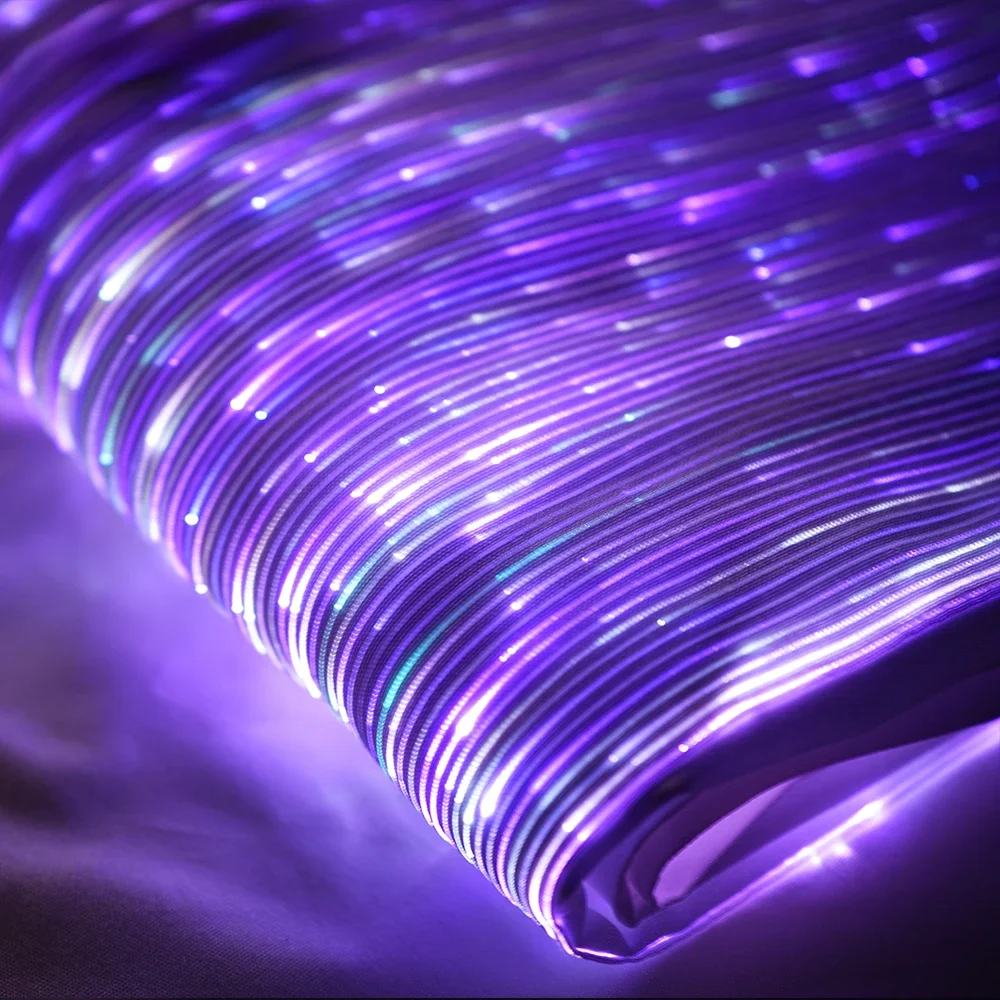 Lumisonata Led Fiber Optic Fabric z 7 wymiennymi kolorami świecących tekstyliów świecących w ciemności brokatowych designerskich tkanin DIY Dress — zdjęcie 2