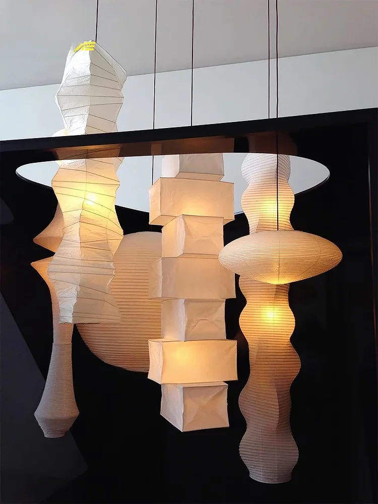 Middeleeuwse Wabi-sabi Akari Noguchi Yong Rijstpapier Hanglampen LED E27 Home Decor Trap Duplex Villa Winkel Gastgezin Studie - afbeelding 2