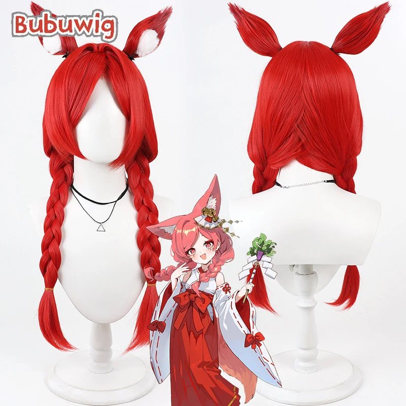 

Bubuwig Synthetic Hair Teru Cosplay Wigs Game Astral Party Teru Halloween 60cm Long Straight Red Braided Wig Heat Resistant