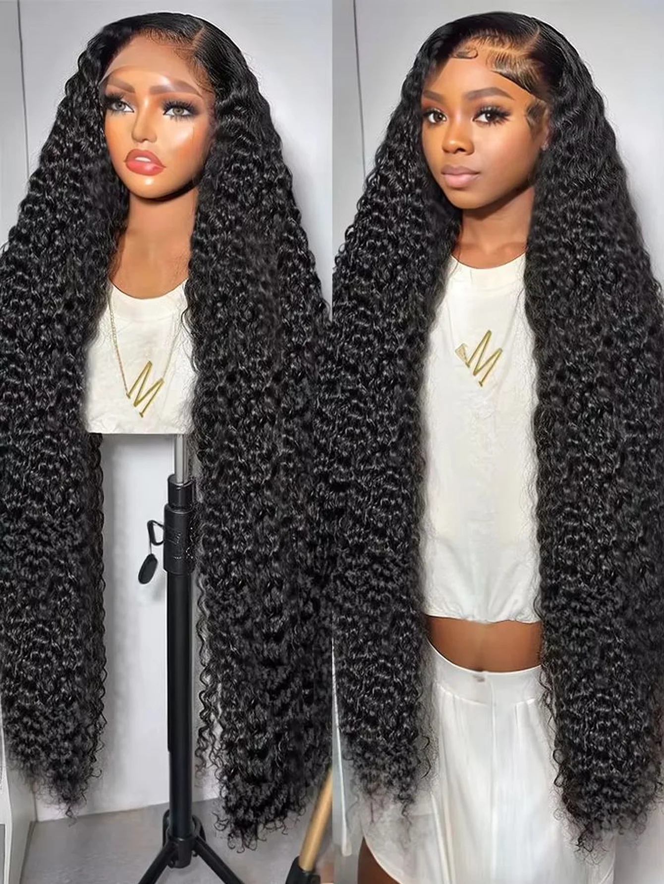 ディープウェーブレースフロントウィッグ人毛ウィッグ女性用13x4 HDディープカーリーレースフロントウィッグ人毛プレプラッキング済みベビーヘア付き