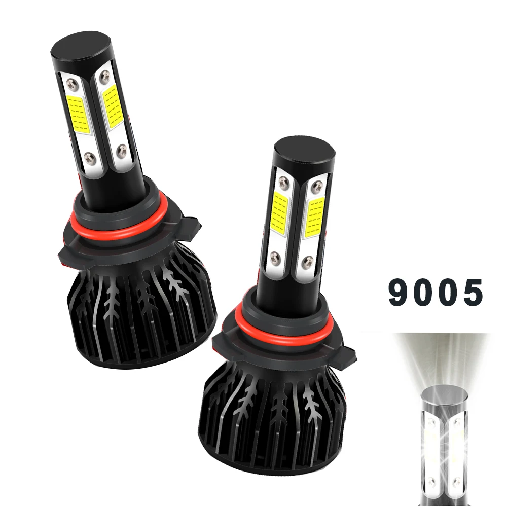 

2PCS Car LED HeadLight Bulbs Socket 9005/HB3 9006/HB4 High&Low Beam Highlight 4 Side COB Chips 12000LM 6500K White 360°degree