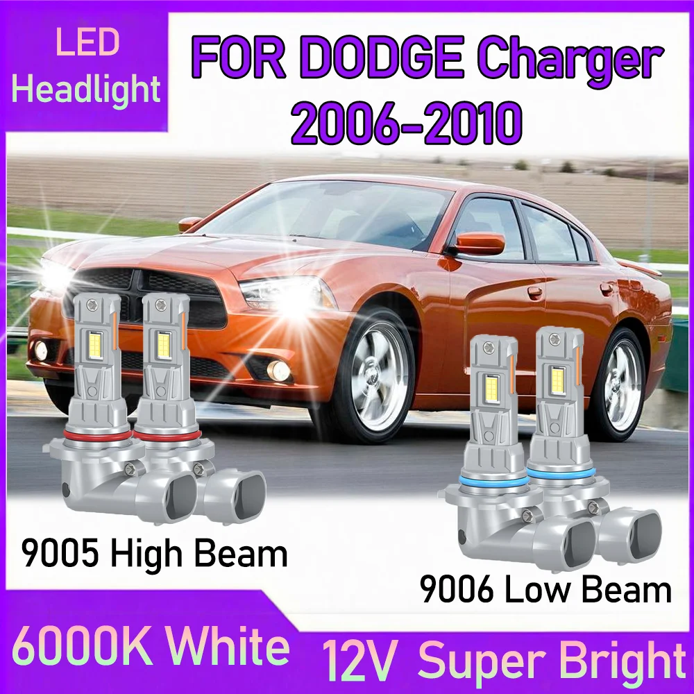 

2PCS LED Headlights 9005 9006 High Low Beam Automotive Headlights 6000K Turbo Lights 12V High Power For Dodge Charger 2006-2010