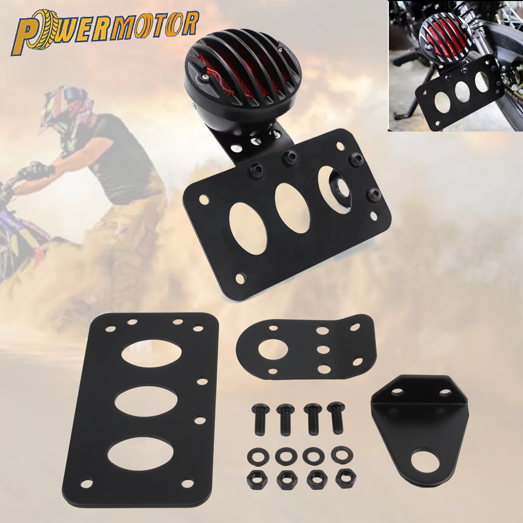 

For Harley Motorcycle License Plate Side Mount Bracket With Tail Lights for Old School Cruiser Bobber Chopper Metric Bike Parts