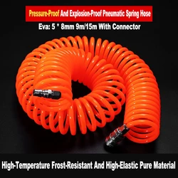 Pneumatic spring bourdon tube PU6 / 8/10 blowing dust gun trachea high pressure telescopic hose air compressor spiral tube