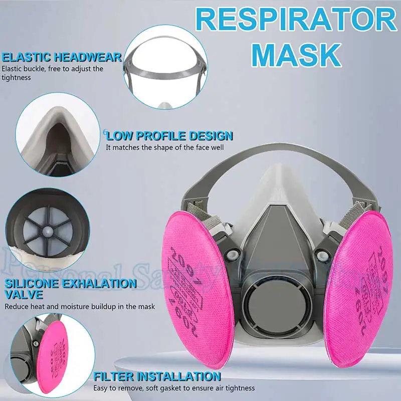 6200 Dust Gas Mask 2097 2091 Safety Goggles Dust Polishing Cutting Fiber Welding Fume Organic Activated Carbon Antivirus Mask