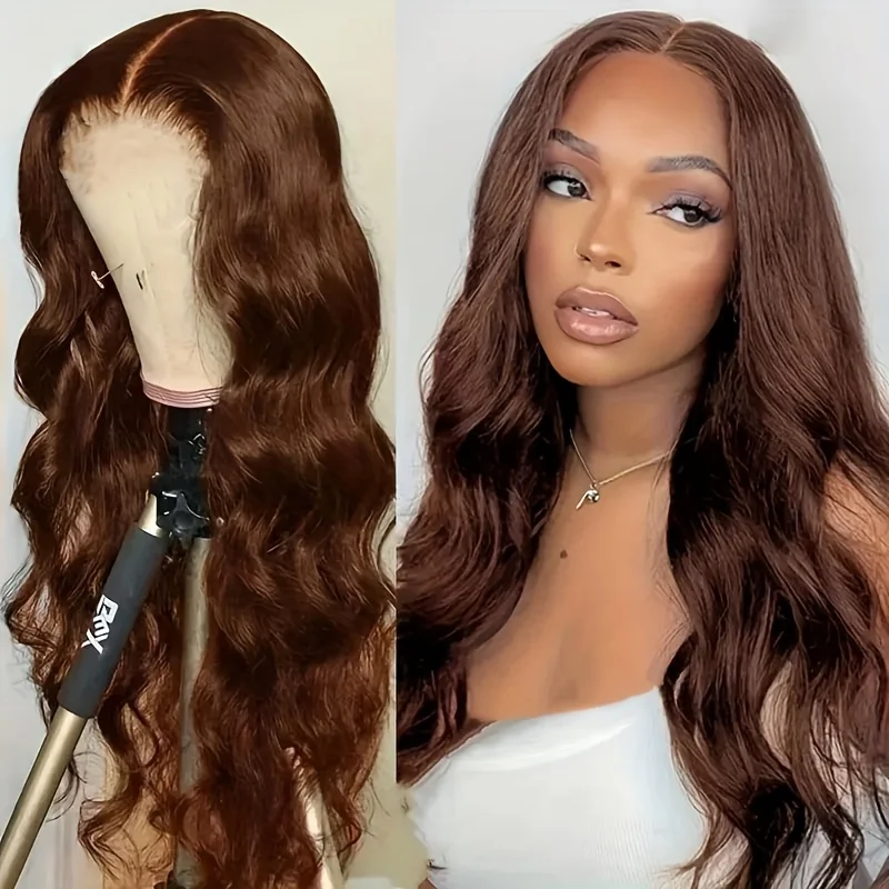 200%Density Chocolate Brown Lace Front Wig Human Hair 36 Inch Body Wave Lace Front Wigs Human Hair Wigs 13x6 HD Lace Frontal Wig