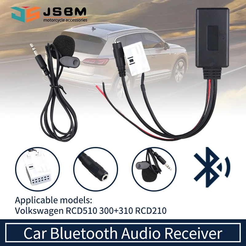 Bezprzewodowy moduł Bluetooth JSBM do samochodowego adaptera muzycznego AUX-In wtyczka 12-pinowa do VW RCD510 RCD310 RCD300 RNS315 RNS310 MFD2 do Skoda Beat, rejs do radia samochodowego CD-1/2/3, PN-1/3, RNS-4, SE359/3