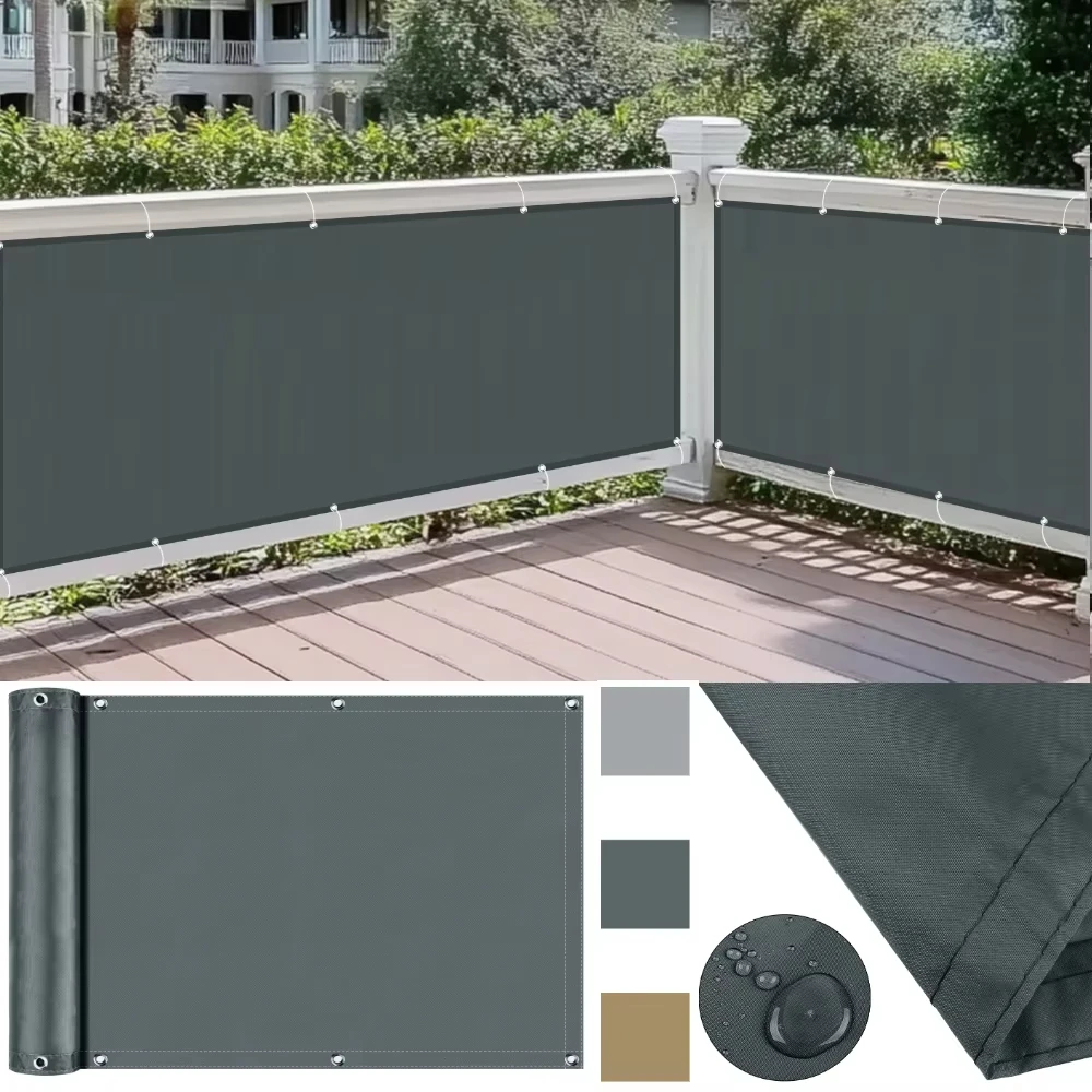 Schermo Privacy per Balcone Grigio/Sabbia (HDPE) con Protezione UV Impermeabile per Terrazza, Patio, Cortile, Piscina, Portico, Ringhiera