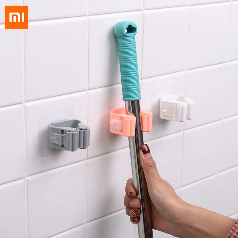 Xiaomi Wall Mounted Mop Broom Holder Self Adhesive Broom Hanger Anti-Slip No Drilling Mop Rack Storage Organizer Home Accessorie