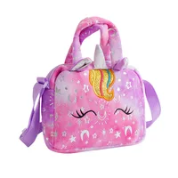 Baby Stuff Fashion Bag Unicorn Tie-Dye Plush Shoulder Bag Cute Shoulder Storage Bag Colorful Girly Crossbody Bag 4