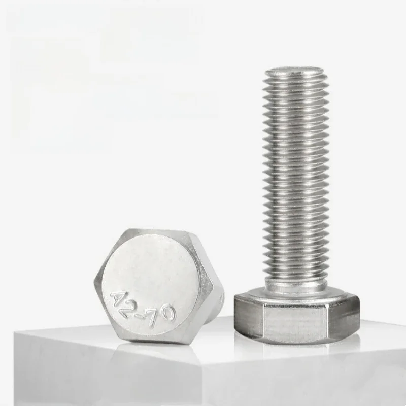 Vis hexagonale externe M6 M8 M10 M12 M14 M16, boulon à tête hexagonale en acier inoxydable 304 A2-70, pas de filetage fin 0.75/1/1.25/1.5mm