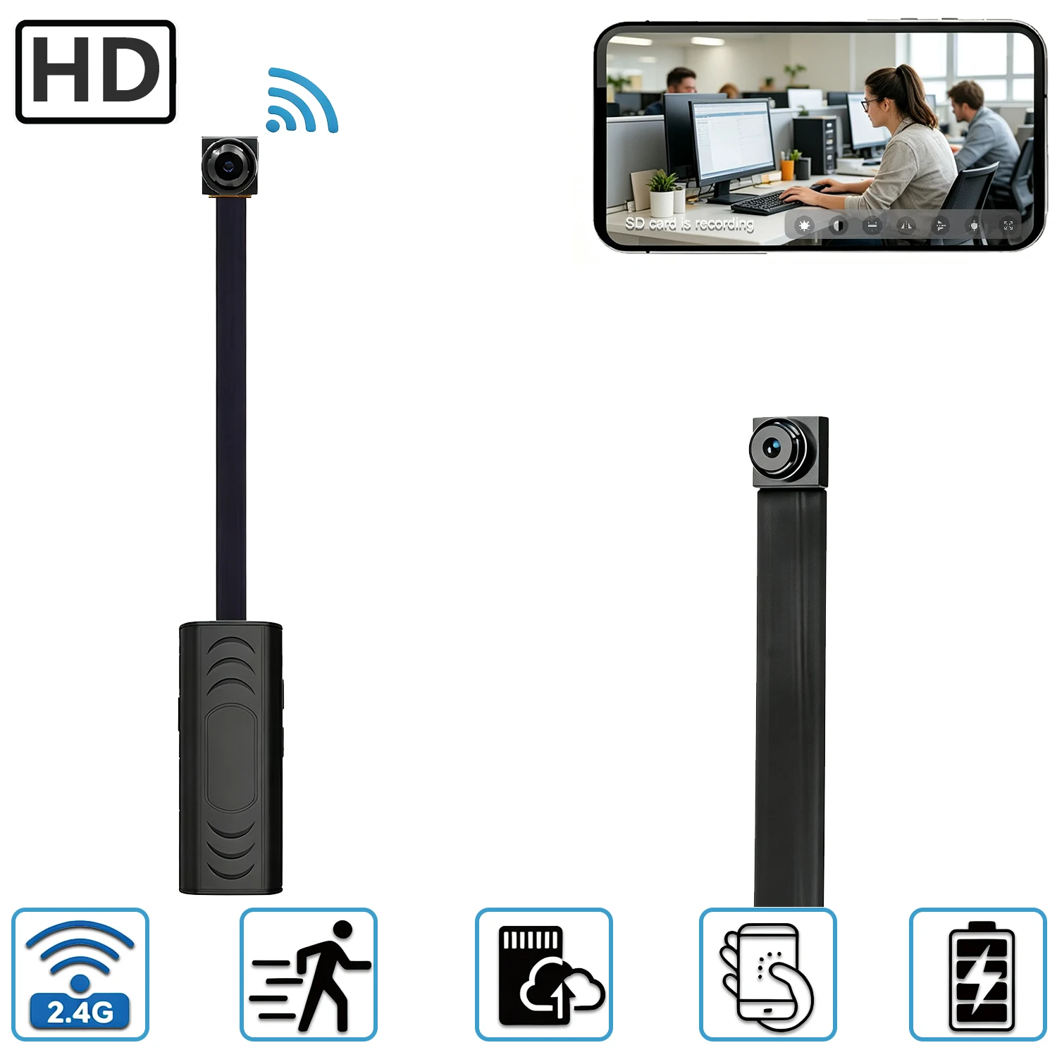 Mini Câmera HD Sem Fio WiFi, Módulo DIY, Câmera de Segurança Portátil Pequena, Detecção de Movimento, Câmera de Vigilância Doméstica