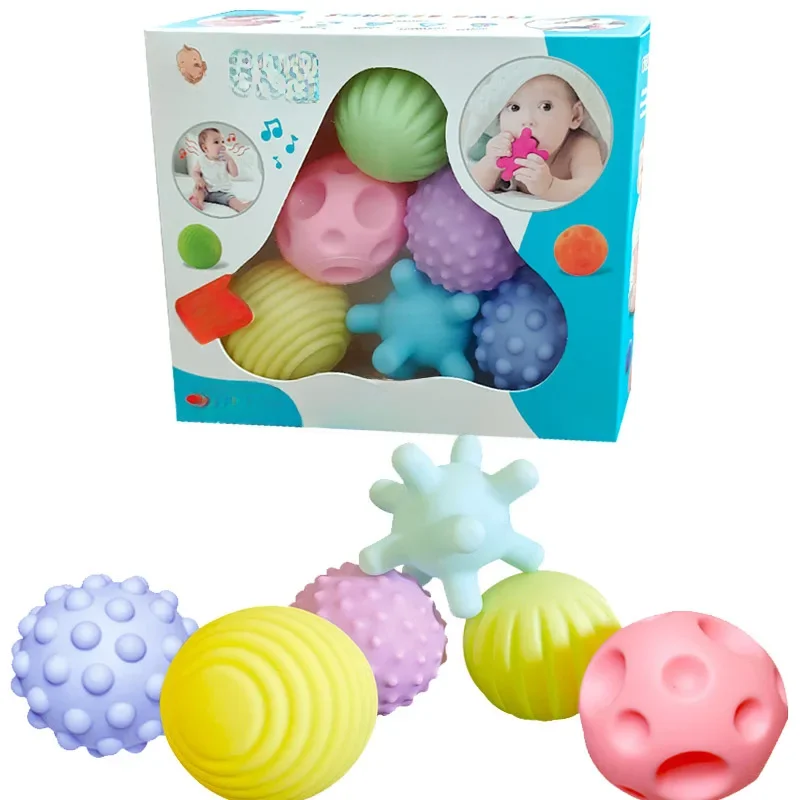 6Pcs Teksturowany zestaw wielu piłek Rozwijaj zmysły dotykowe Zabawka Baby Touch Piłka do rąk Zabawki treningowe Piłka do masażu Miękkie piłki Prezenty dla dzieci — zdjęcie 2