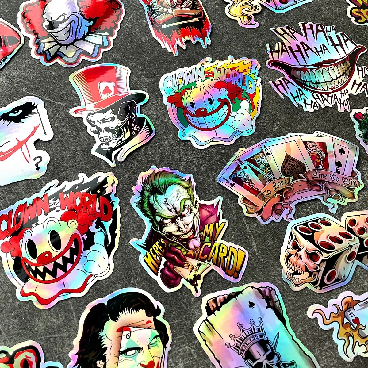 AliExpress NONE 30PCS/Lot Random Laser Rainbow Motorcycle Stickers Car Bike Moto Helmet Tank Joker Graphic Accessories Decal For Yamaha Kawasaki