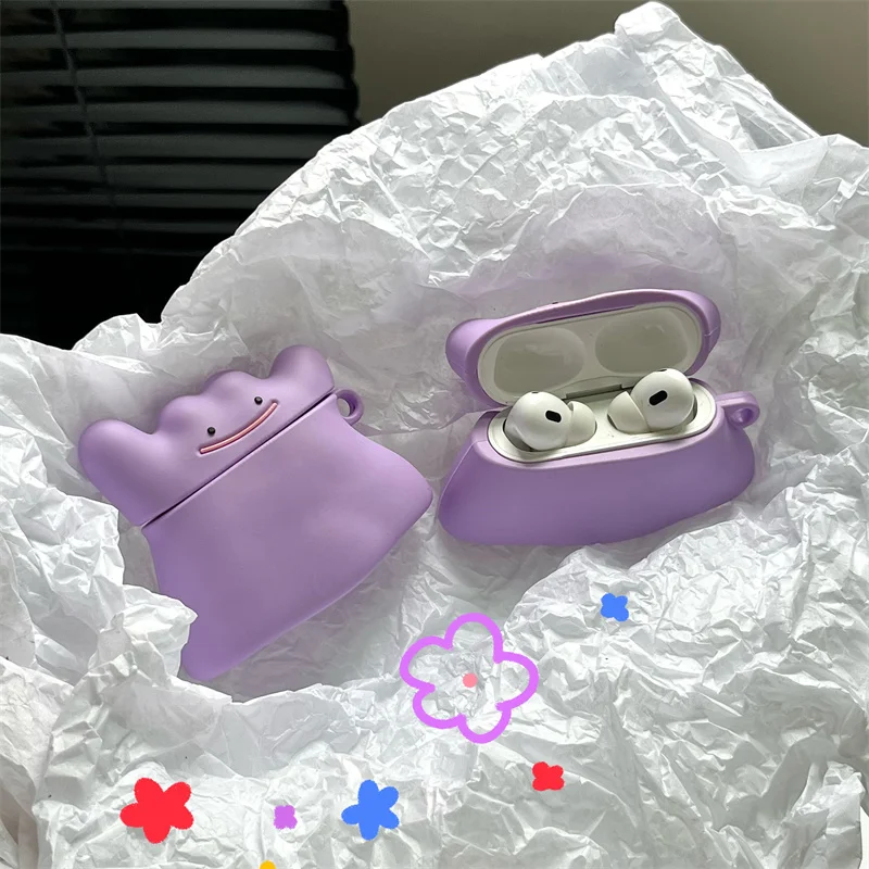 Cute Cartoon Wireless Bluetooth Earphone Case Purple Mutant Ghost, Silicone Airpods 1 2 Pro 2 3