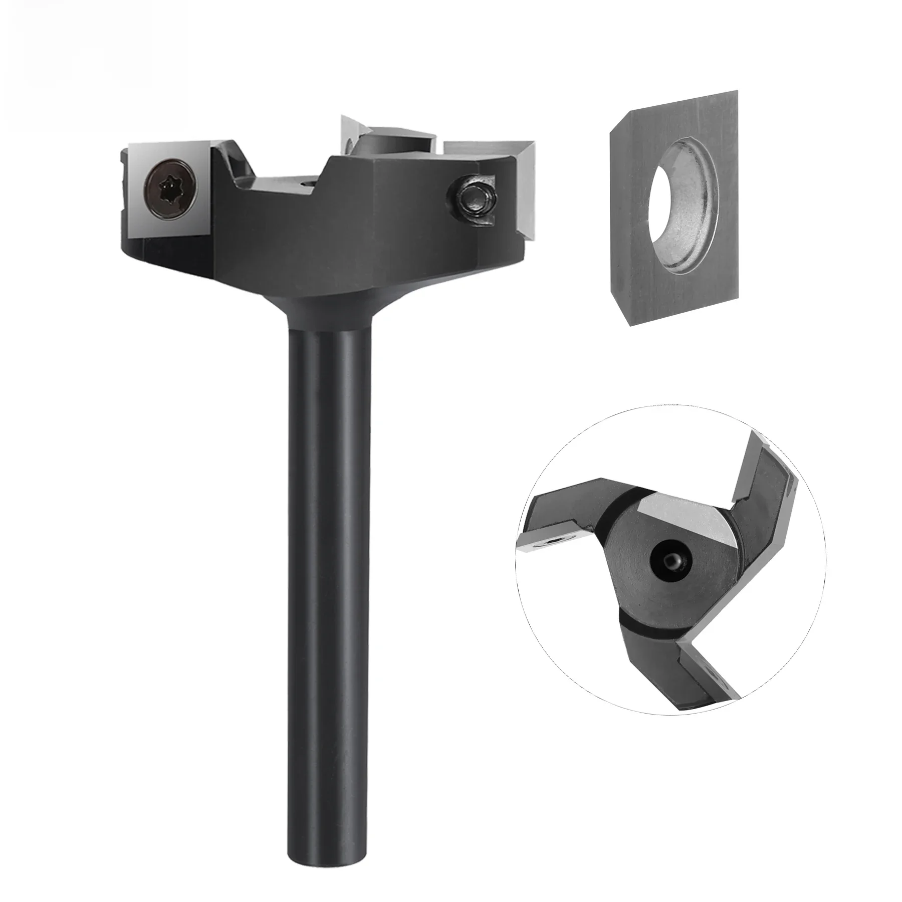 Dreanique 3-Flute shank 1/2" Wood Planer Bit Cutting Diameter 50MM  Shank Spoilboard Surfacing Router Bit Insert Carbide Slab