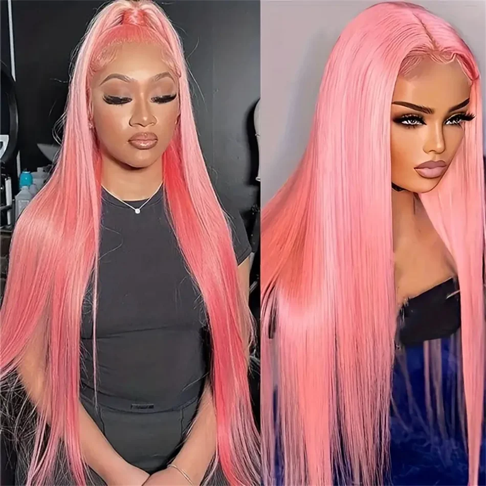 

30 36 Inch 13x6 Straight Lace Frontal Wig 200 Density Pink Human Hair Wig 13x4 Hd Lace Frontal Wigs For Women