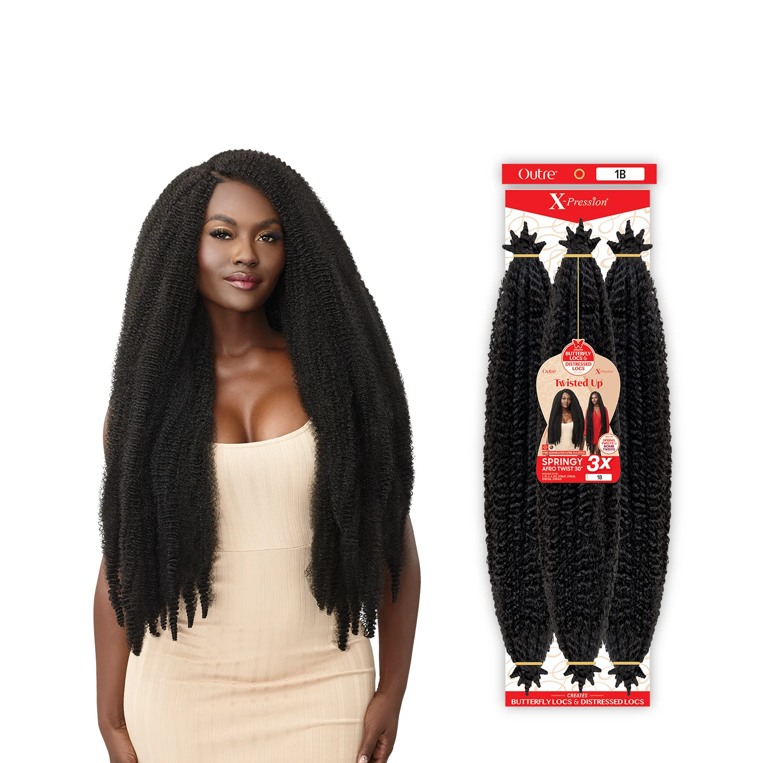 Outre Synthetic Braids X-Pression Twisted up 3X Springy Afro Twist 30