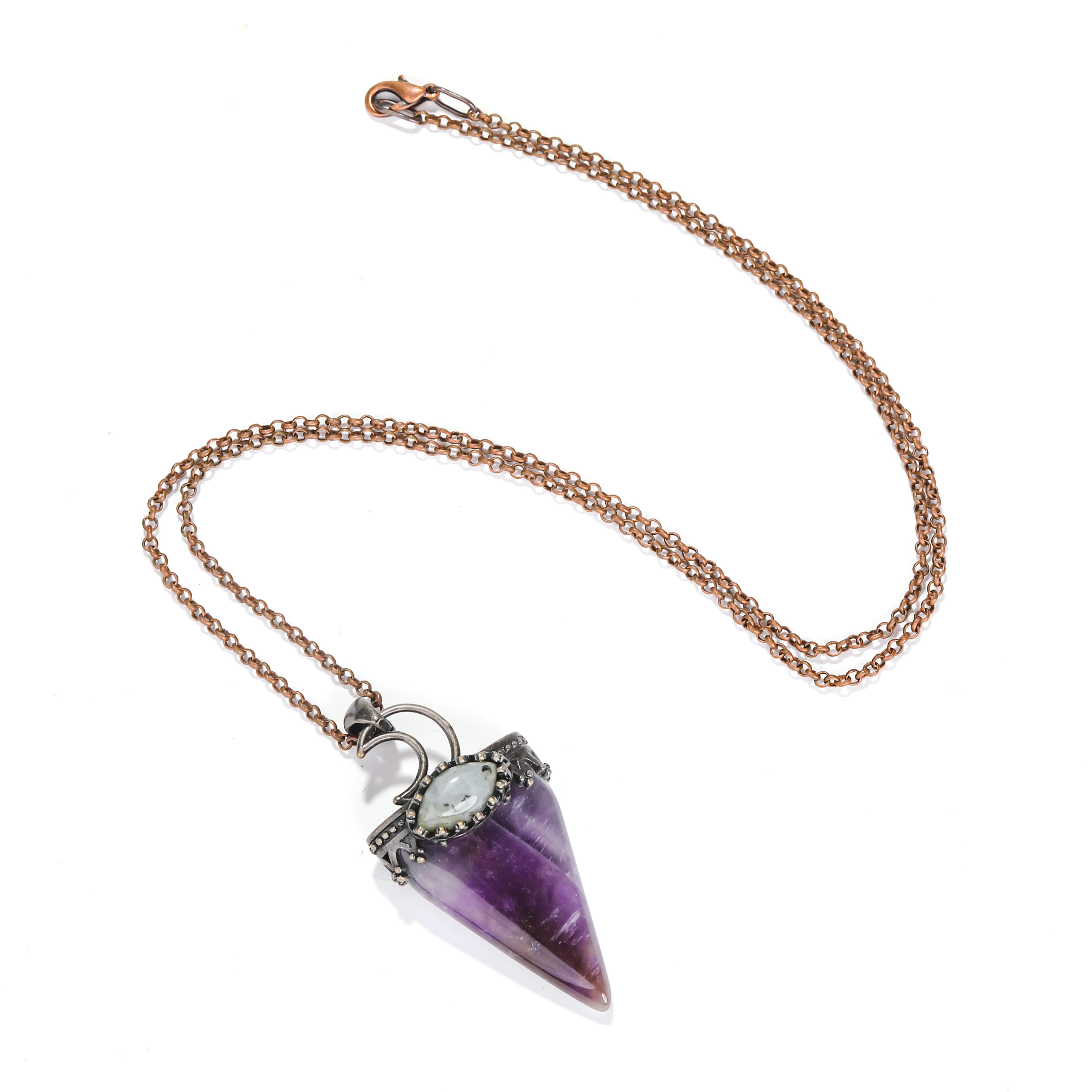 Crystal Gemstone Arrow Pendants,Spiral Healing Natural Crystal Stone Pendants Jewelry,Bronze Copper Charms Arrowhead Pendant image 2