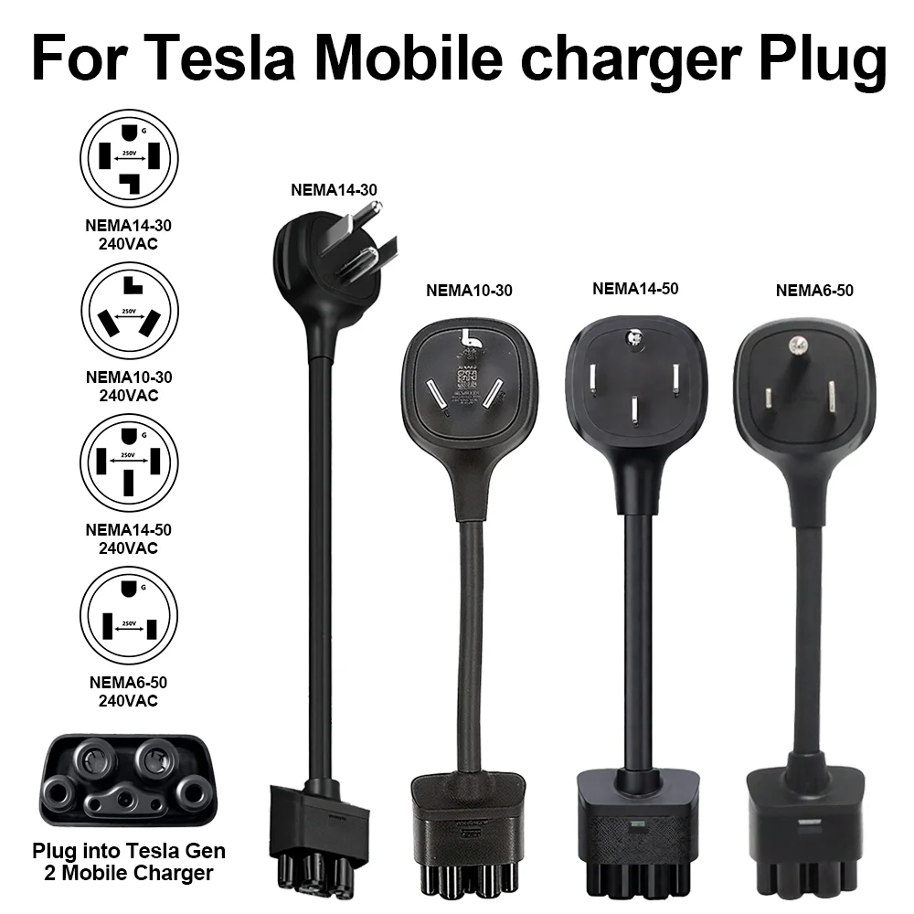 

For Tesla 6-50/10-30/14-50/14-30 Adapter For Model S,3,X,Y Gen 2 Ev Charger Extension Cord Connector 240V Outlet at 32A