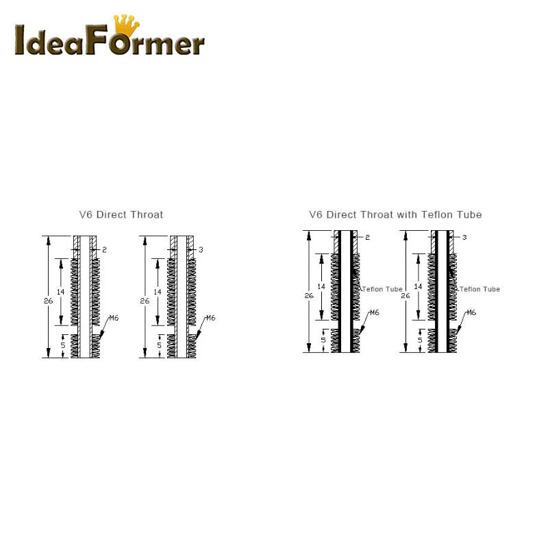 スロート-ステンレス鋼の3Dプリンター部品,高さ26mm,v6用,短い距離の延長,熱ハウジング付き,1.75 /3.00mm