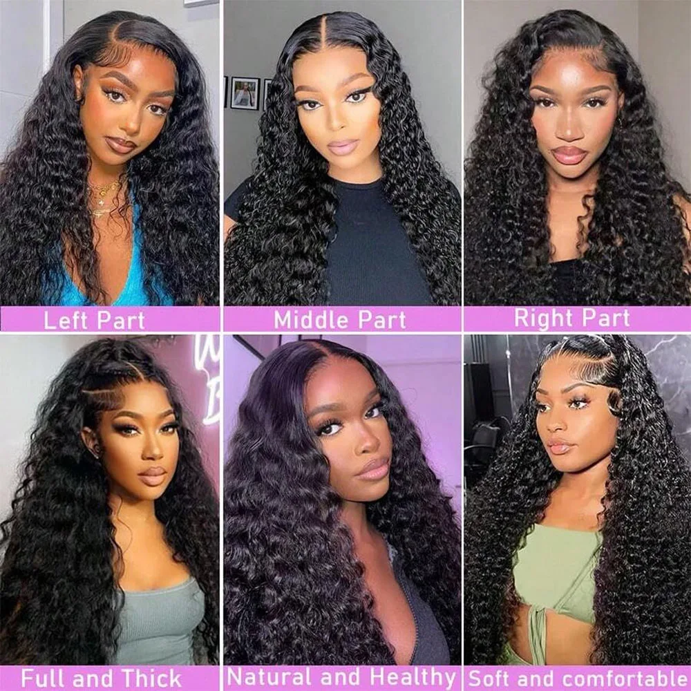 250 Density Water Wave 13x4 HD Lace Front Human Hair Wigs 360 Pre Plucked 13x6 13x4 5x5 Curly Lace Frontal Wigs For Women image 4