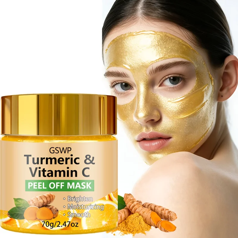 Mascarilla Facial Desprendible de Cúrcuma y Vitamina C GSWP, Hidrata Profundamente y Aclara el Tono de Piel, Sin Alcohol. 70g/140g