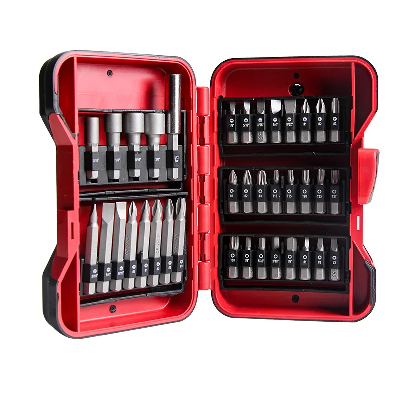 37-Piece Screwdriving Bit Set with Tough Case Extension Bit Holder Screwdriver Bits for Wood Metal Cement Drilling Screwdriving