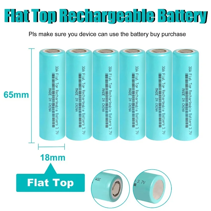 Lot 2-50Pcs 2600mAh 18650 3.7V Li-ion Rechargeable Batteries 30A Flat Top Lithium Battery for LED Flashlight Headlamp