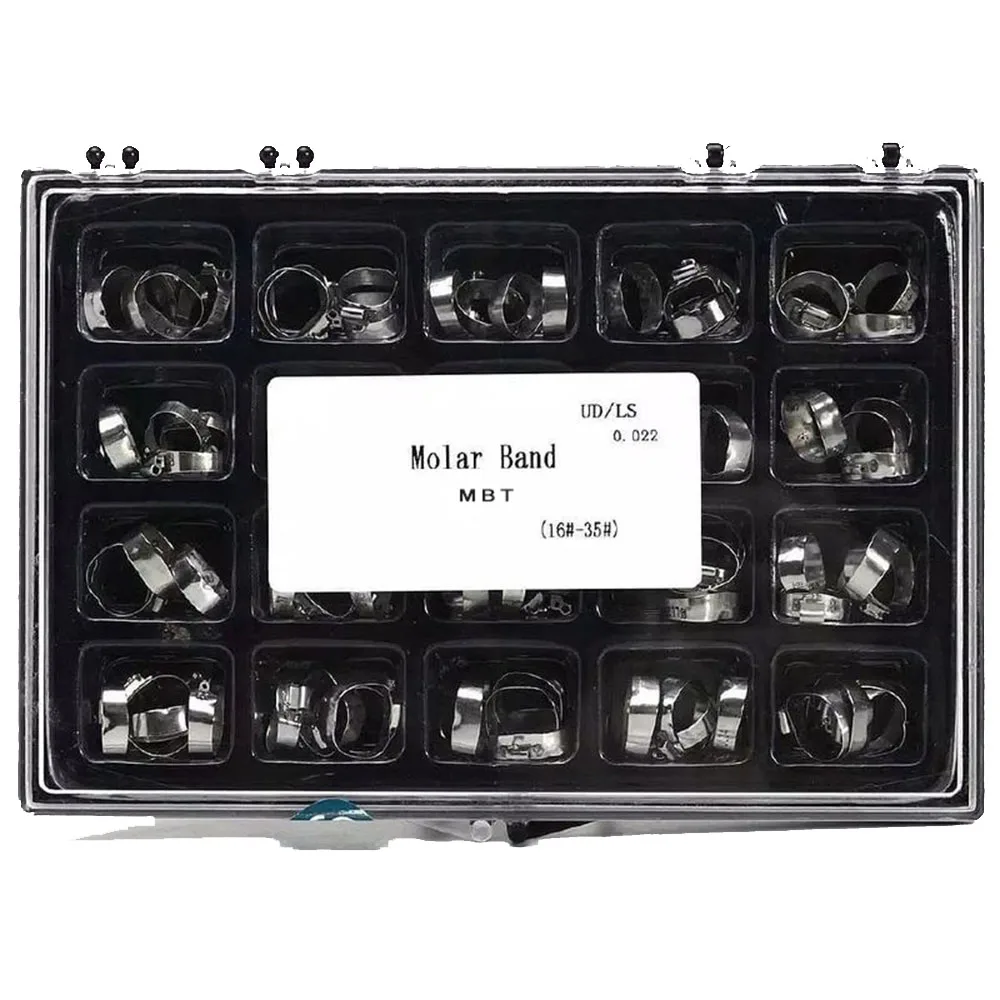 80 Pcs/Box Dental Orthodontic Stainless Steel Bands with Buccal Tube First Molar Roth/MBT 022 16#-35# Buccal Tubes